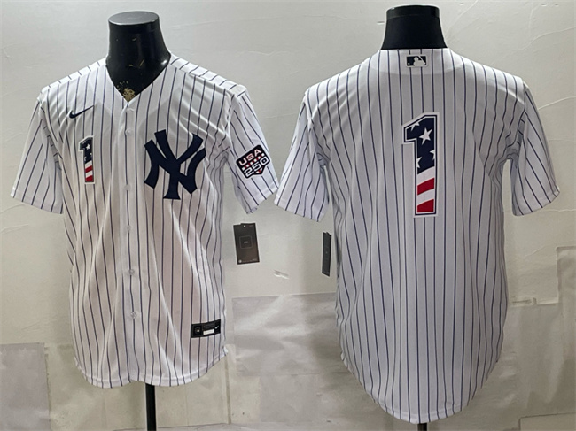 Men's New York Yankees #1 Bobby Murcer White 2026 USA 250 Fourth of July Home Stadium Stitched Baseball Jersey